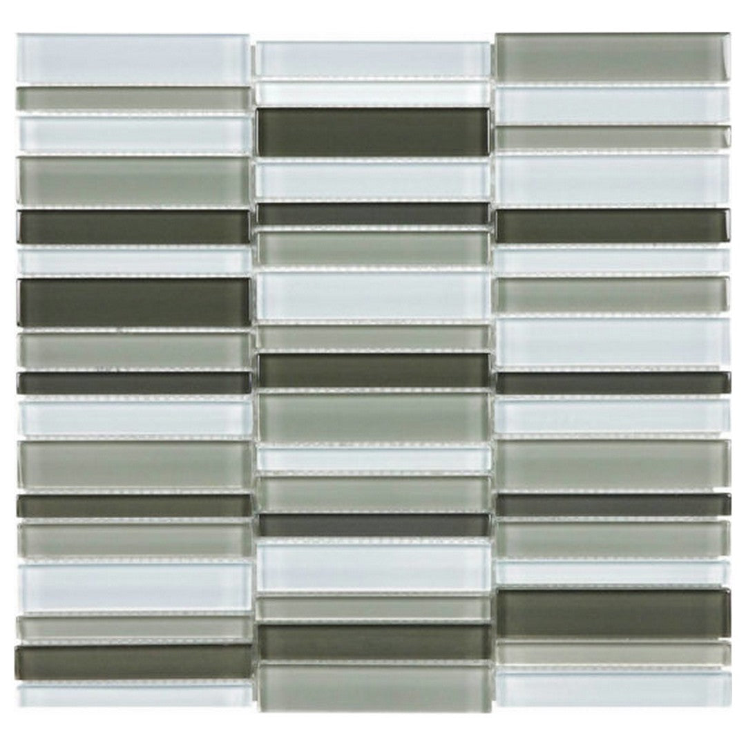 QC Bliss Element 12" x 12" Glossy Glass Blend Stacked Mosaic