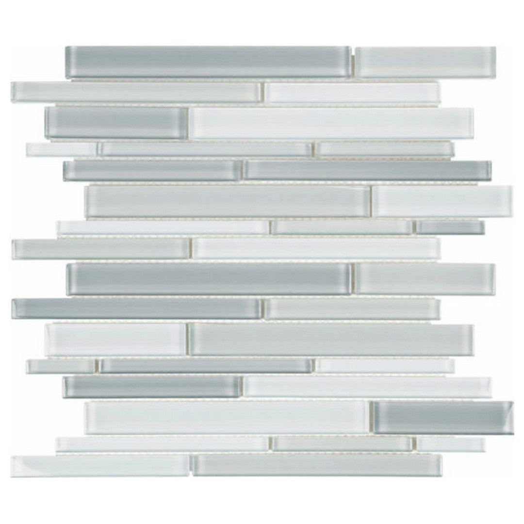QC Bliss Element 12" x 12" Glossy Glass Blend Random Strip Mosaic