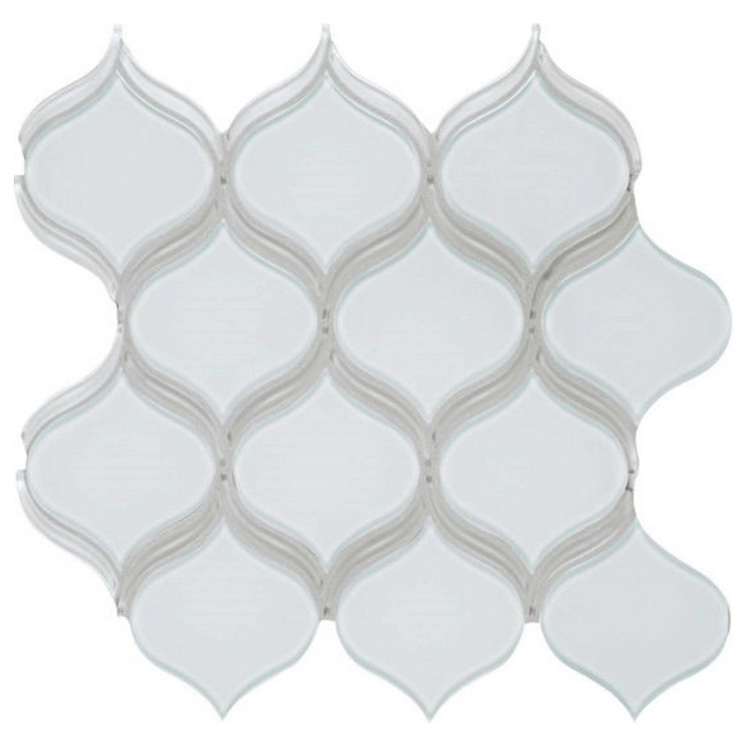 Qualis Ceramica Bliss Element 11.46" x 12.17" Glossy Glass Arabesque Mosaic