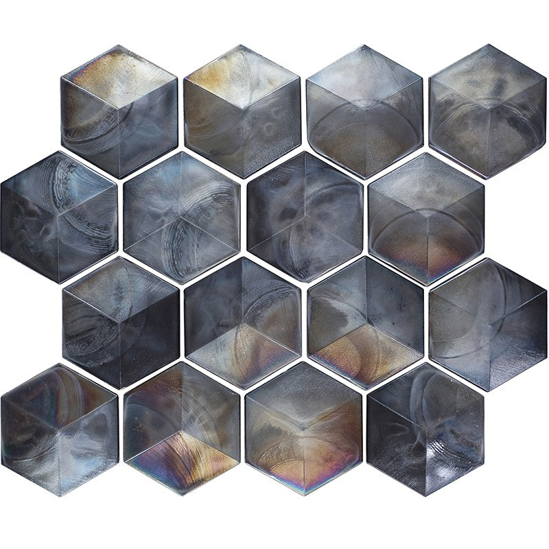 MiR Allure 11.9" x 10.3" Glossy Glass Hexagon Mosaic