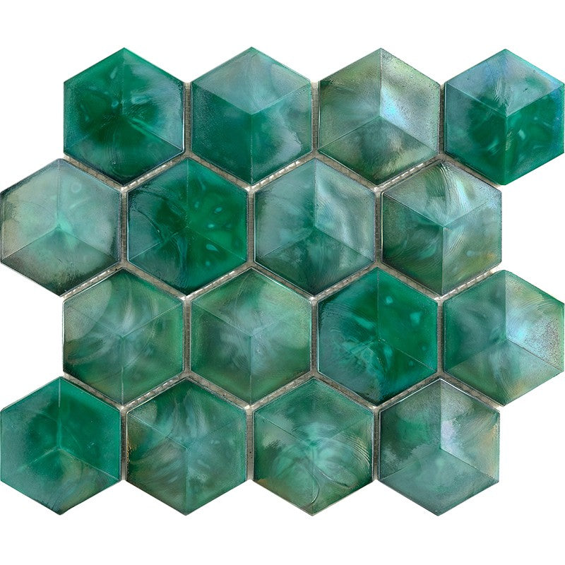 MiR Allure 11.9" x 10.3" Glossy Glass Hexagon Mosaic