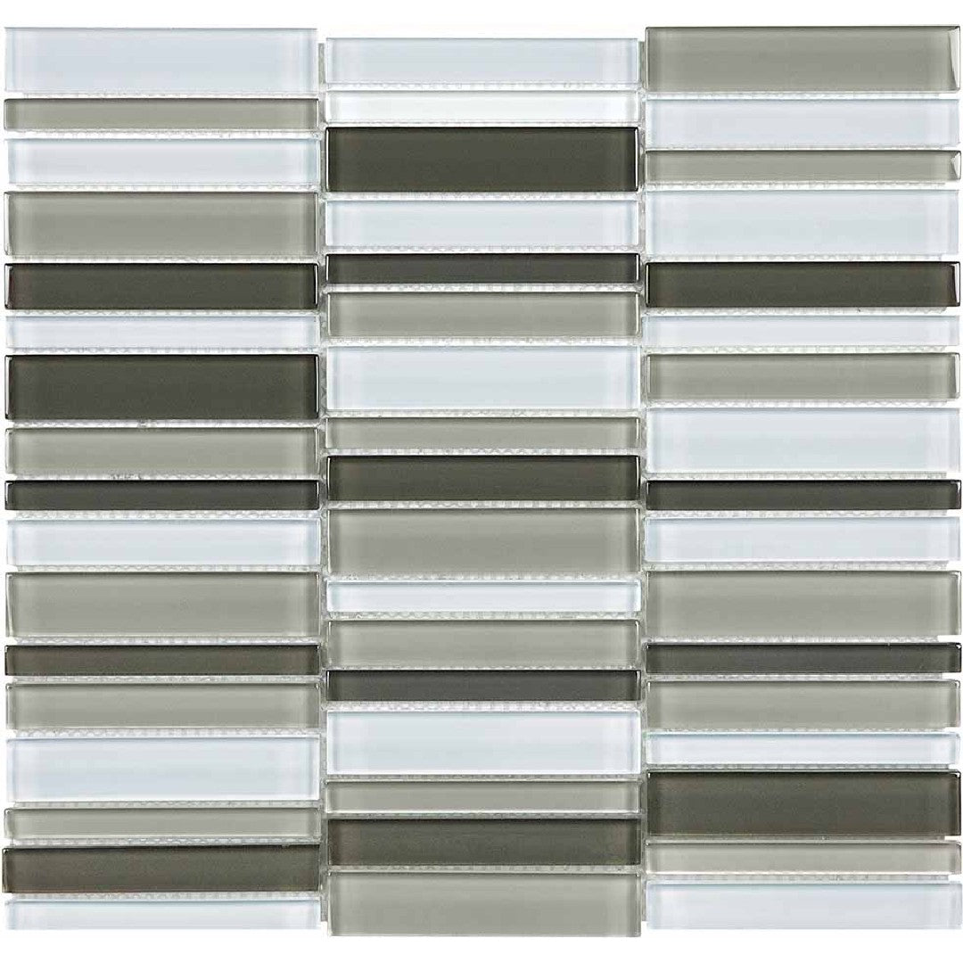 Crossville Elements Glass Posh 12" x 15" Gloss Glass Straight Stacked Blend Mosaic