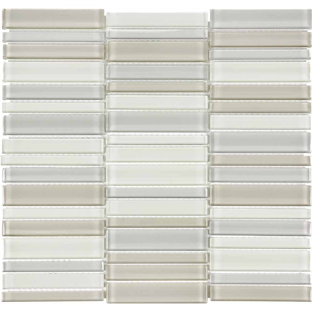 Crossville Elements Glass Posh 12" x 15" Gloss Glass Straight Stacked Blend Mosaic