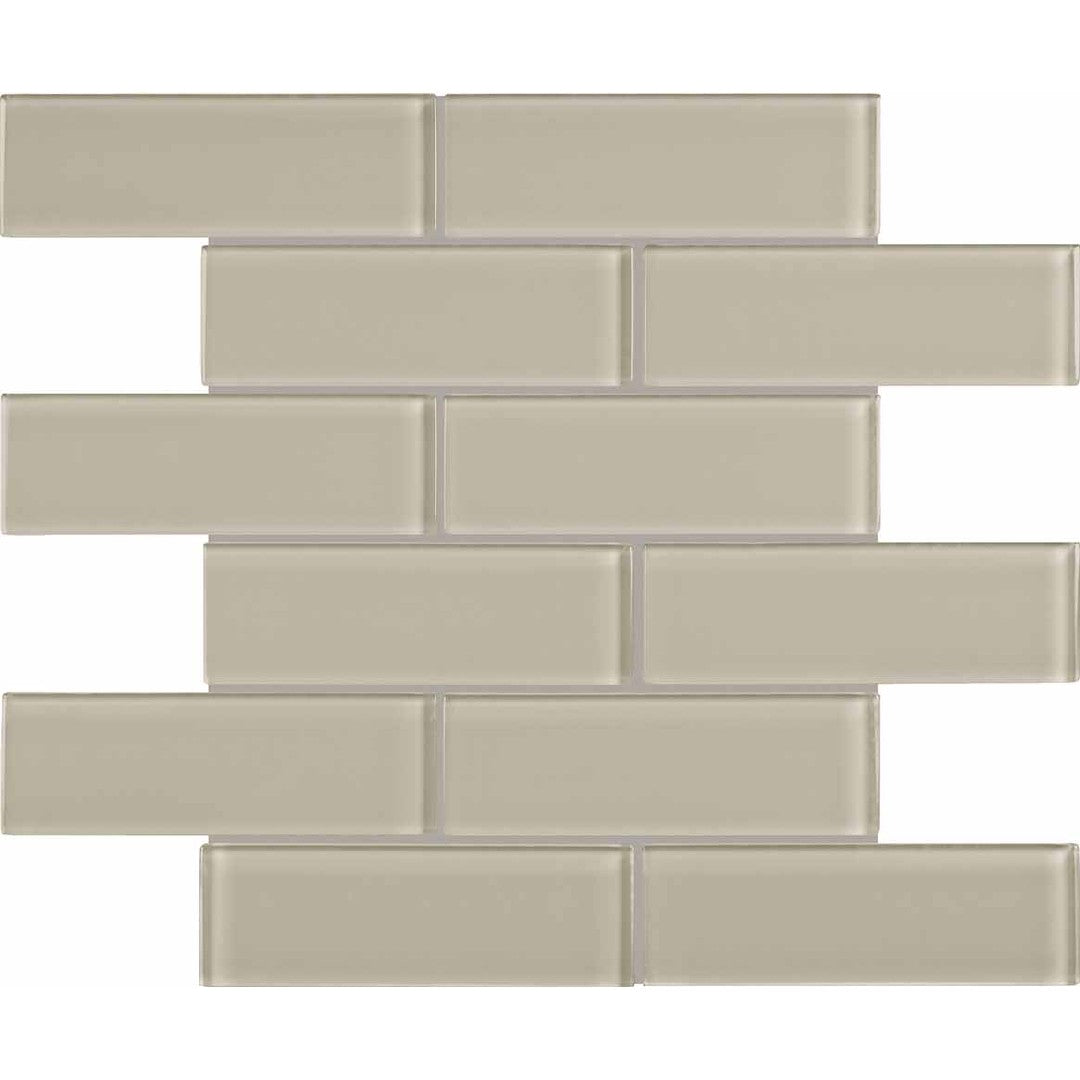 Crossville Elements Glass Posh 12" x 12" Gloss Glass 2x6" Brick Mosaic