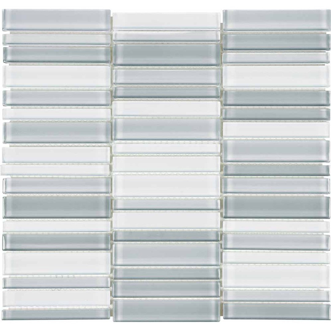Crossville Elements Glass Posh 12" x 15" Gloss Glass Straight Stacked Blend Mosaic