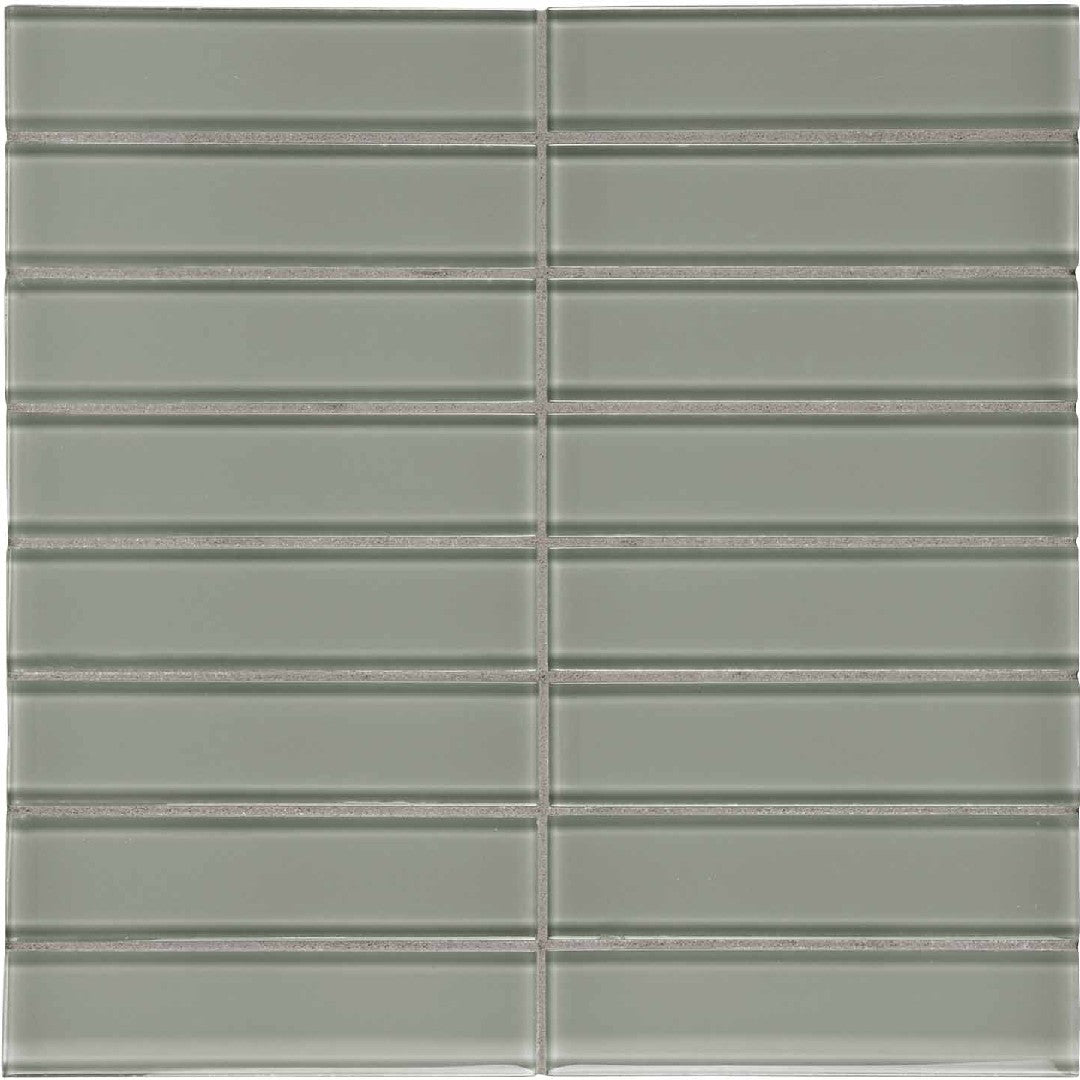 Crossville Elements Glass Posh 12" x 15" Gloss Glass 1.5x6" Straight Stacked Mosaic