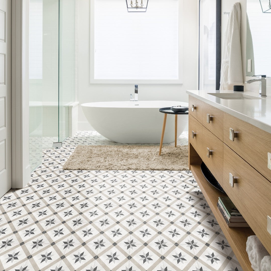 Crossville-Form-8-x-8-Matte-Porcelain-Compass-Deco-Tile-Sand