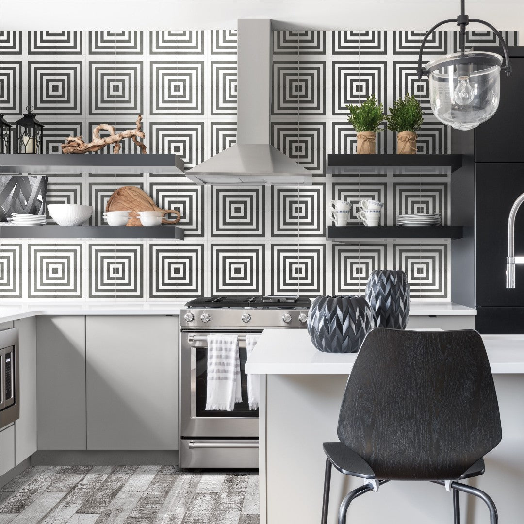 Crossville-Form-8-x-8-Matte-Porcelain-Geo-Deco-Tile-Monochrome