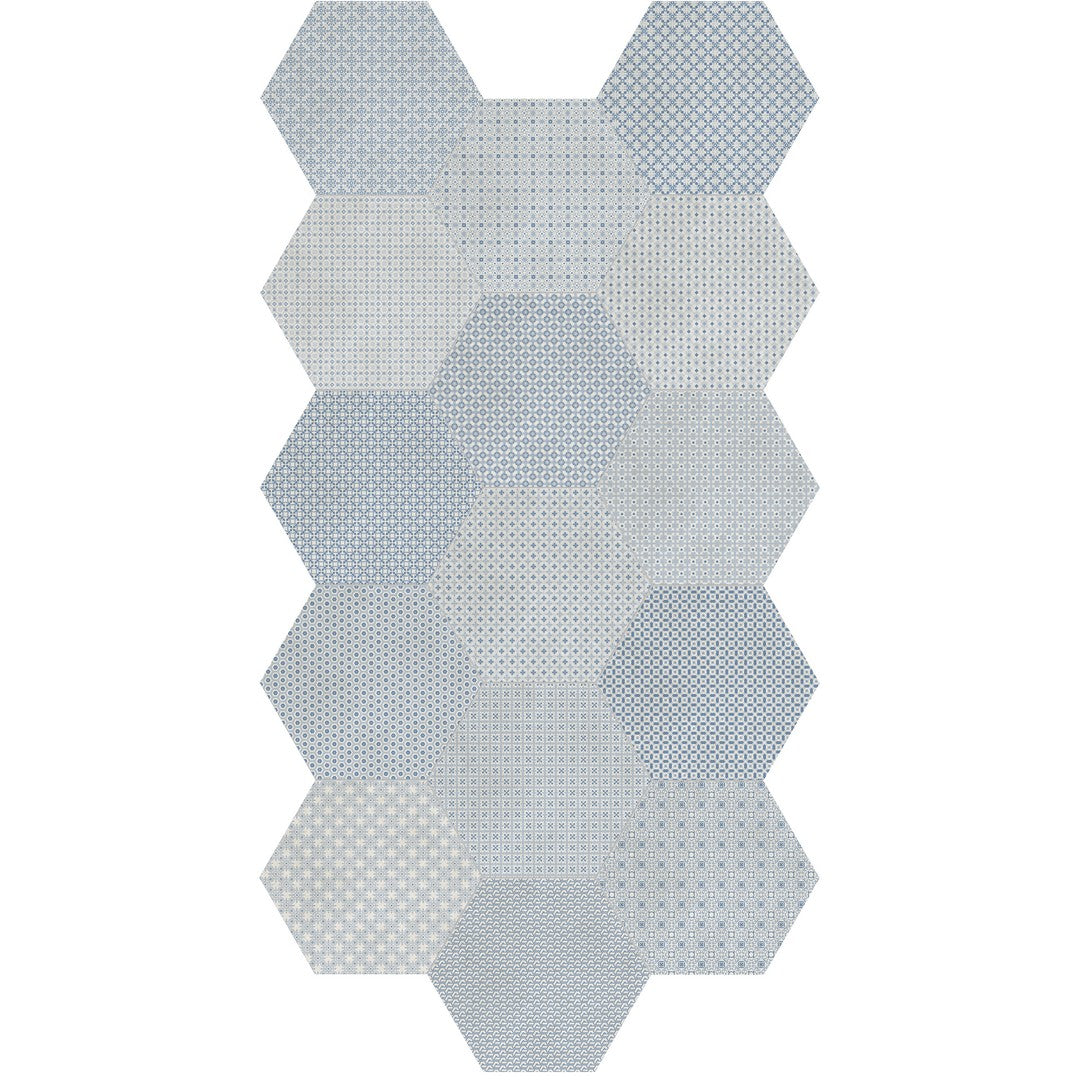 Crossville-Studios-Tapestri-8.5-x-10-Matte-Hexagon-Deco-Porcelain-Tile-Denim-Blend