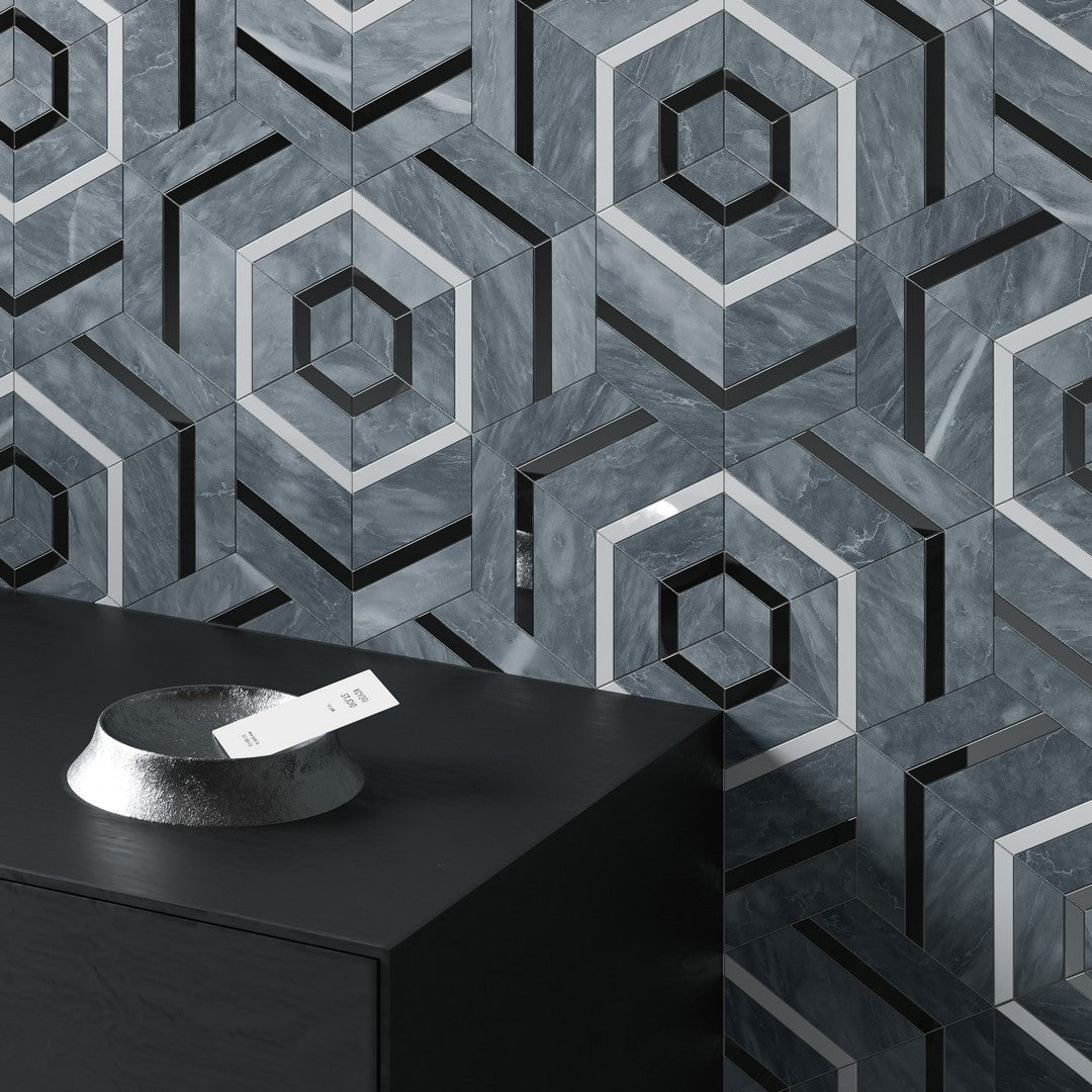Anatolia-Utopio-6-x-5-Honed-&-Polished-Marble-Hexo-Mosaic-Monochromo