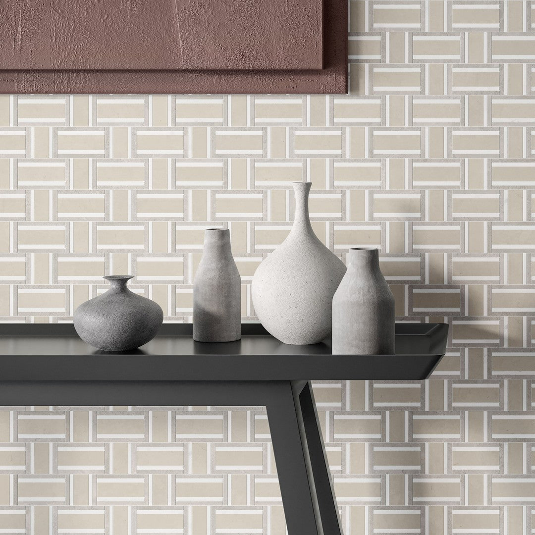 Anatolia-Utopio-Cesto-12-x-15-Honed-Marble-Basketweave-Mosaic-Clay