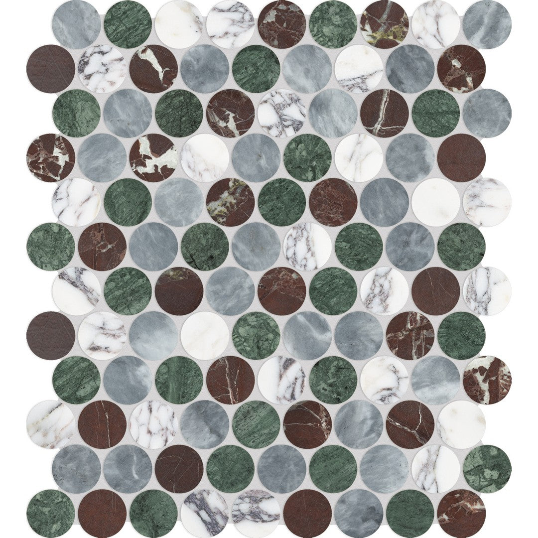 Anatolia Utopio 11" x 13" Honed & Polished Marble 1.25" Penny Round Mosaic