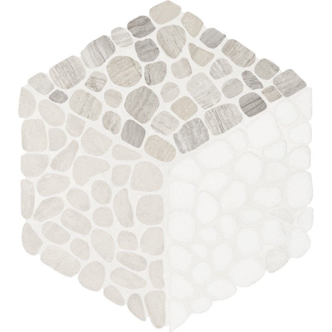Anatolia Cabana Pebble 10" x 12" Tumbled Natural Stone Node Pebble Cube Mosaic
