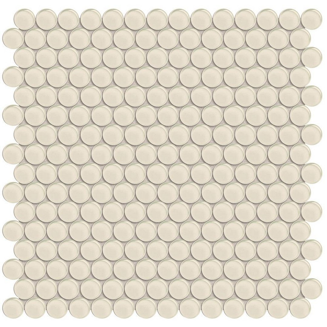 Tesoro Element 11.50" x 11.75" Interlocking Penny Round Glass Mosaic