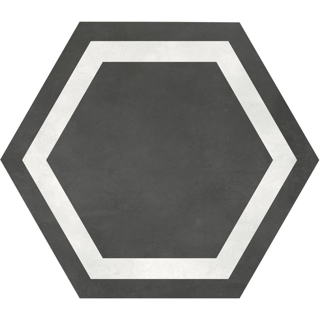 Tesoro Form 7" x 8" Pressed Matte Frame Hexagon Porcelain Tile