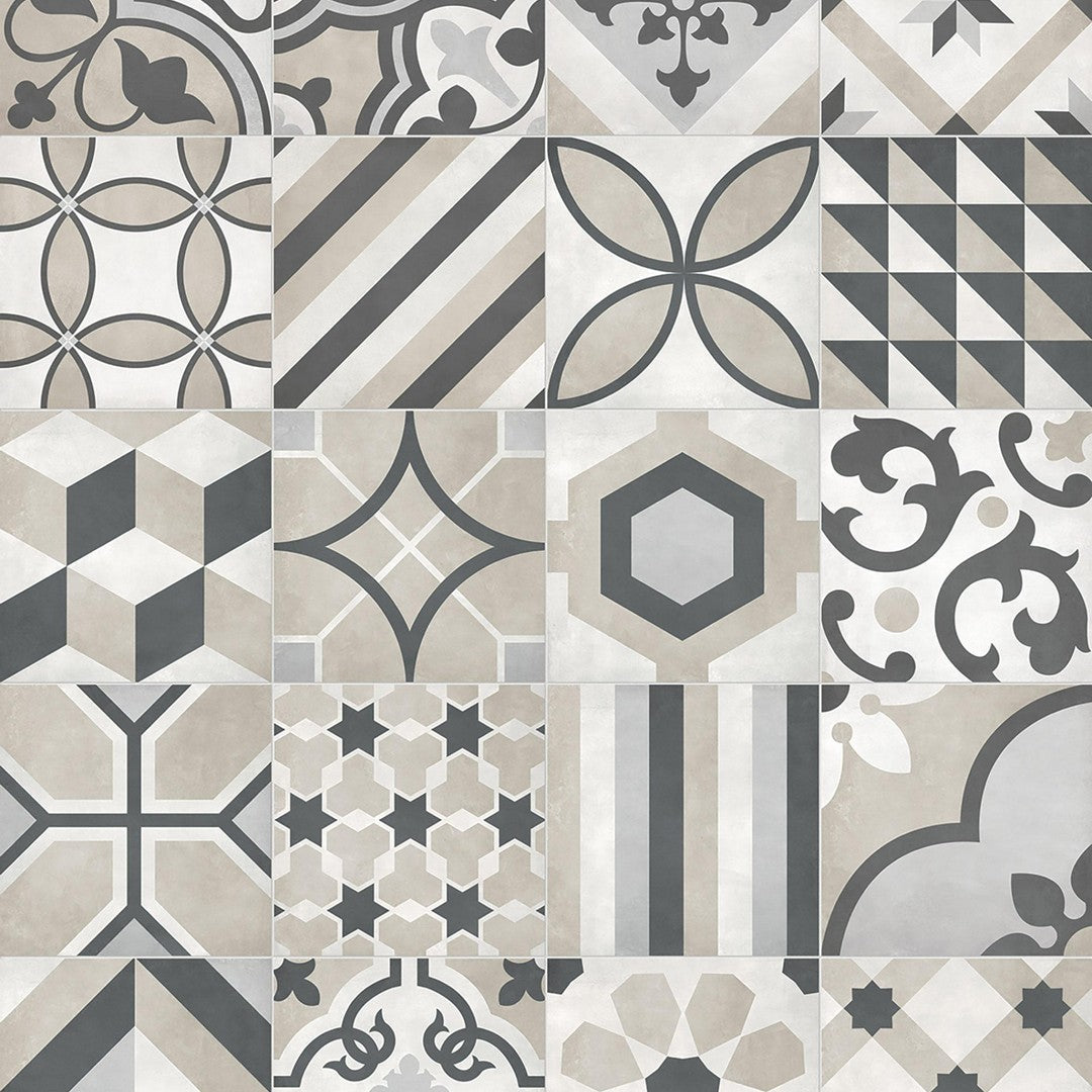 Tesoro Form 8" x 8" Pressed Matte Blend Deco Porcelain Tile