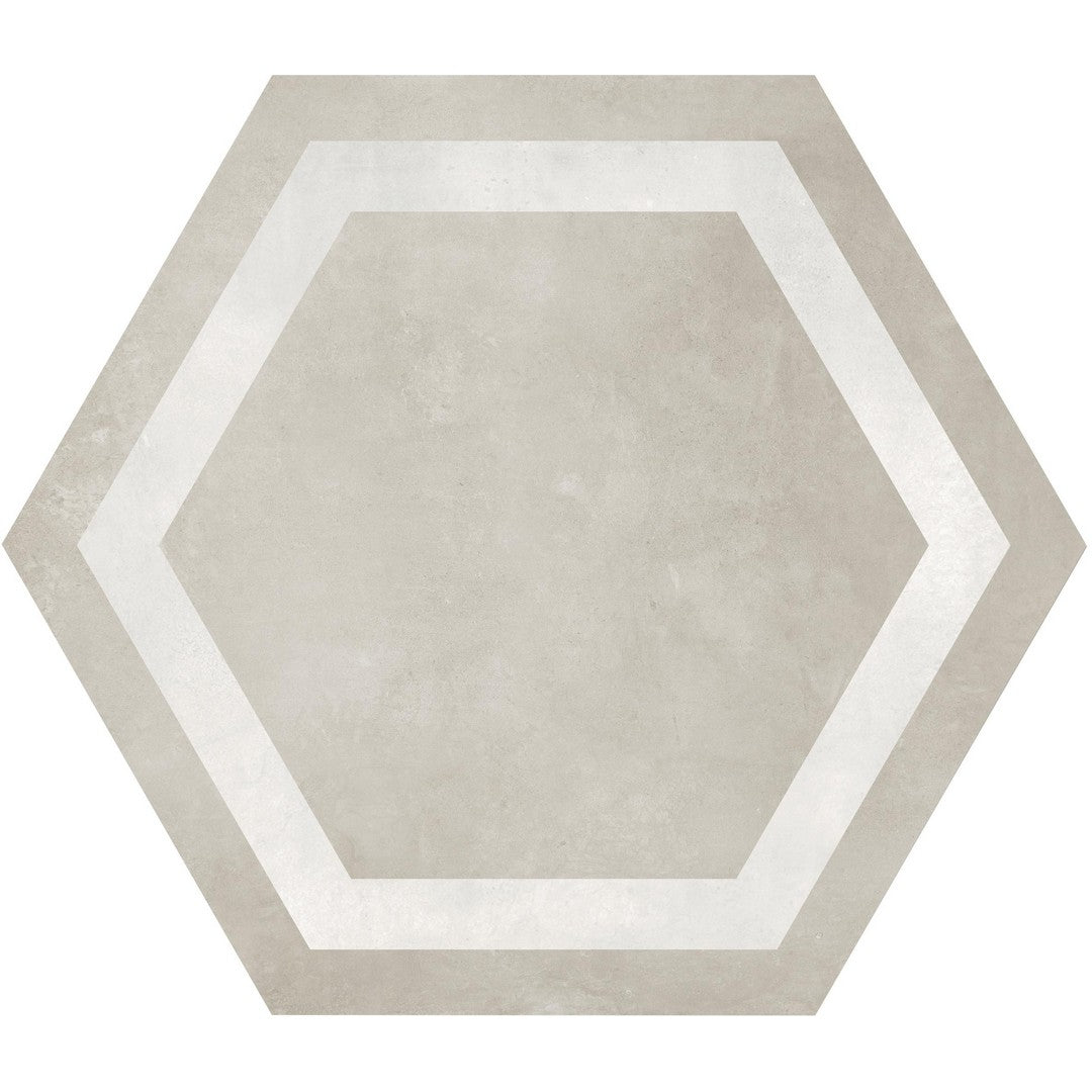 Tesoro Form 7" x 8" Pressed Matte Frame Hexagon Porcelain Tile