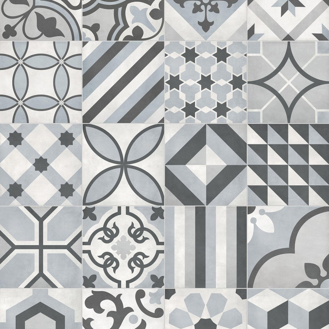 Tesoro Form 8" x 8" Pressed Matte Blend Deco Porcelain Tile