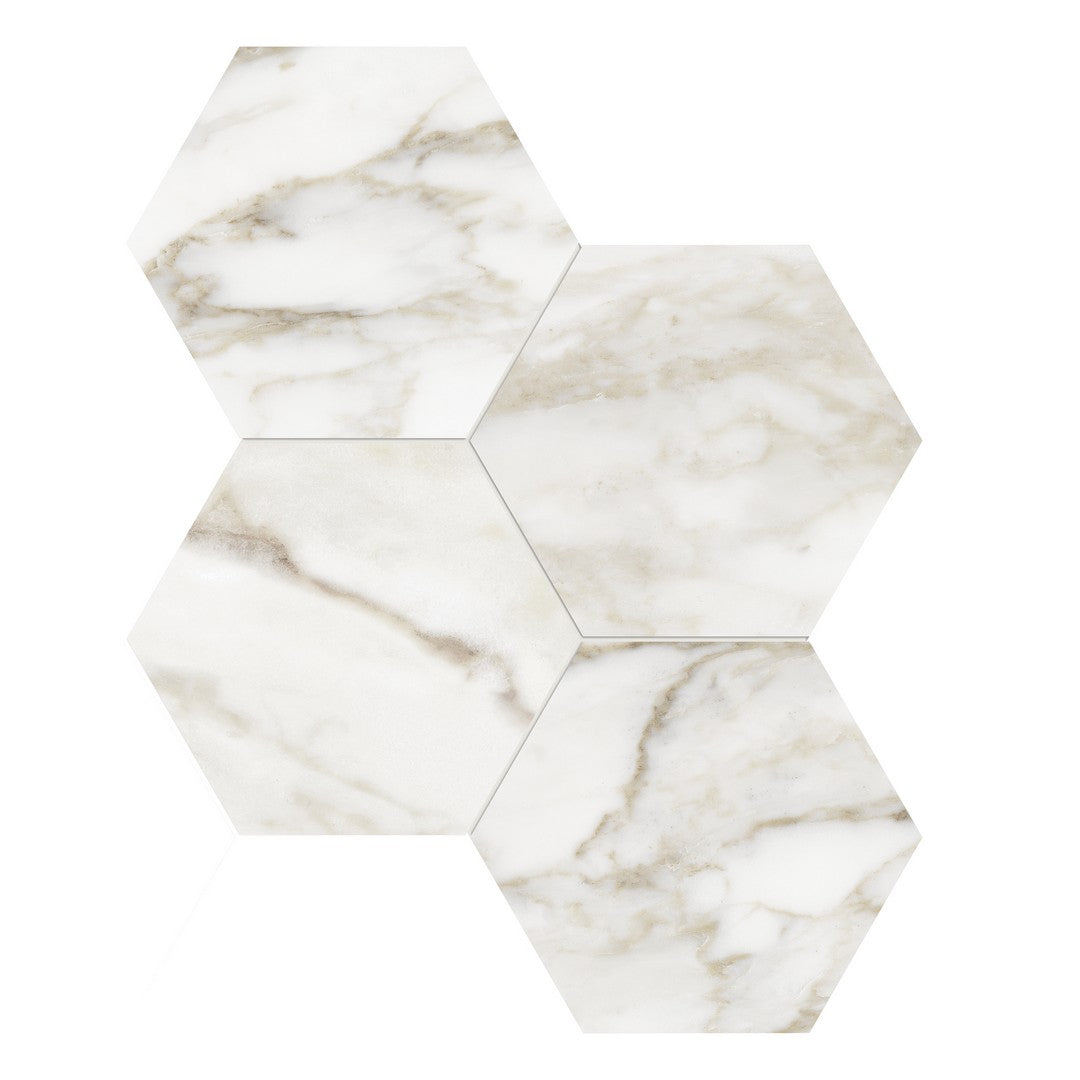 Tesoro La Marca 11.5" x 12" Rectified Polished 6" Hexagon Porcelain Mosaic