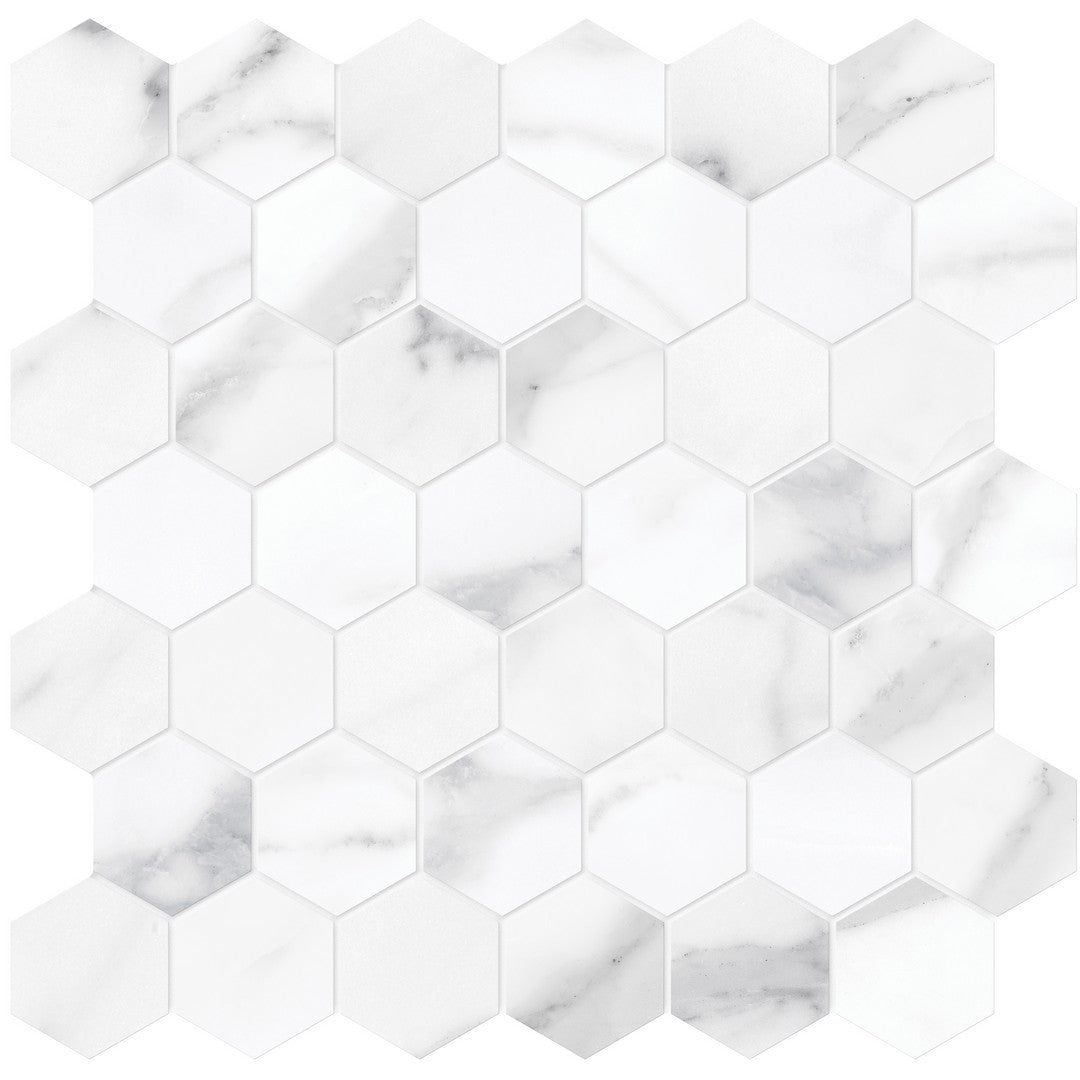 Tesoro La Marca 11.75" x 13.25" Rectified Polished 2" Hexagon Porcelain Mosaic