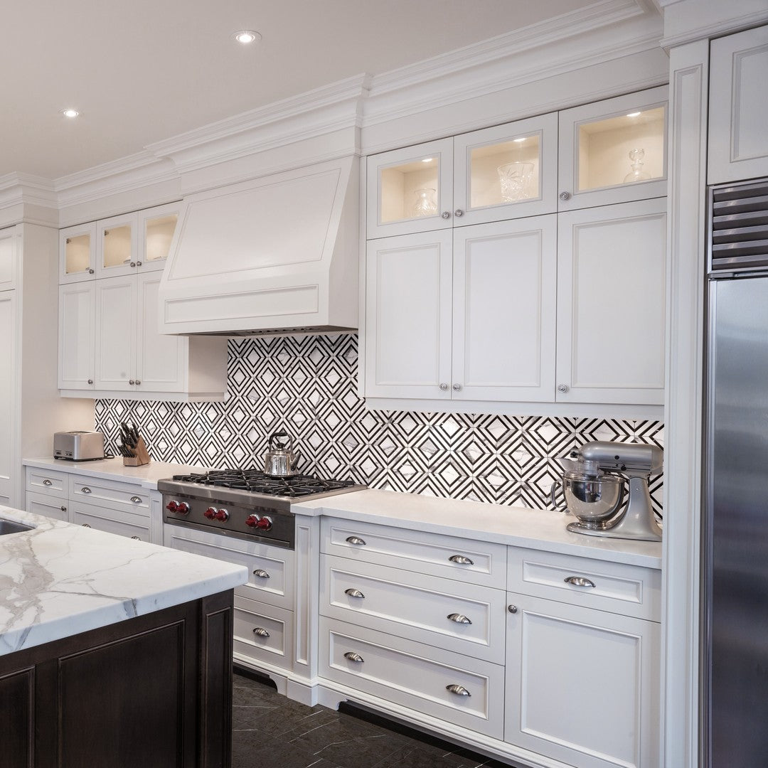 Tesoro-Mayfair-11.75-x-11.75-Rectified-Polished-Piazza-Porcelain-Mosaic-Statuario-Venato