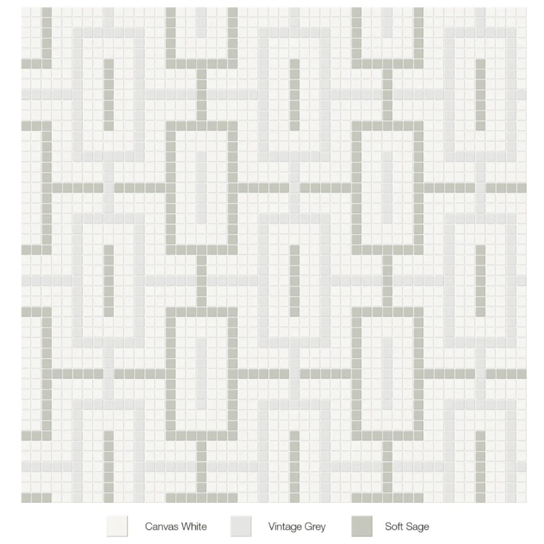 Tesoro Soho 11.5" x 11.5" Pressed Matte Porcelain Chain Blend Mosaic