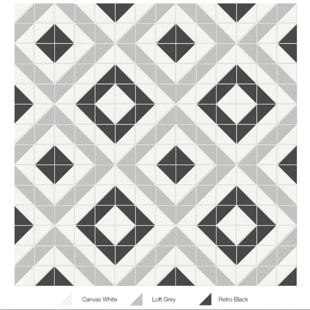 Tesoro Soho 10" x 10" Pressed Matte Porcelain Cubic Blend Mosaic