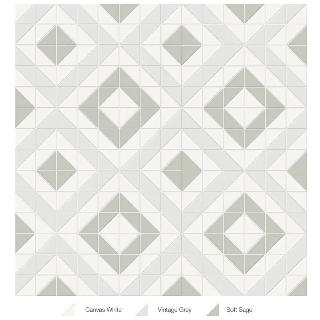 Tesoro Soho 10" x 10" Pressed Matte Porcelain Cubic Blend Mosaic