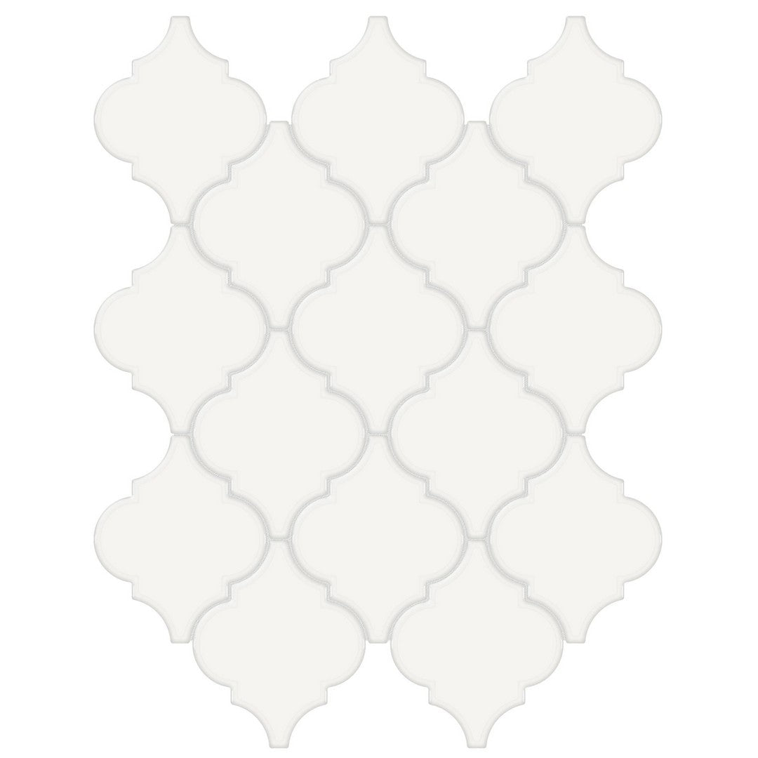 Tesoro Soho 13.25" x 12" Beveled Glossy Porcelain Arabesque Mosaic