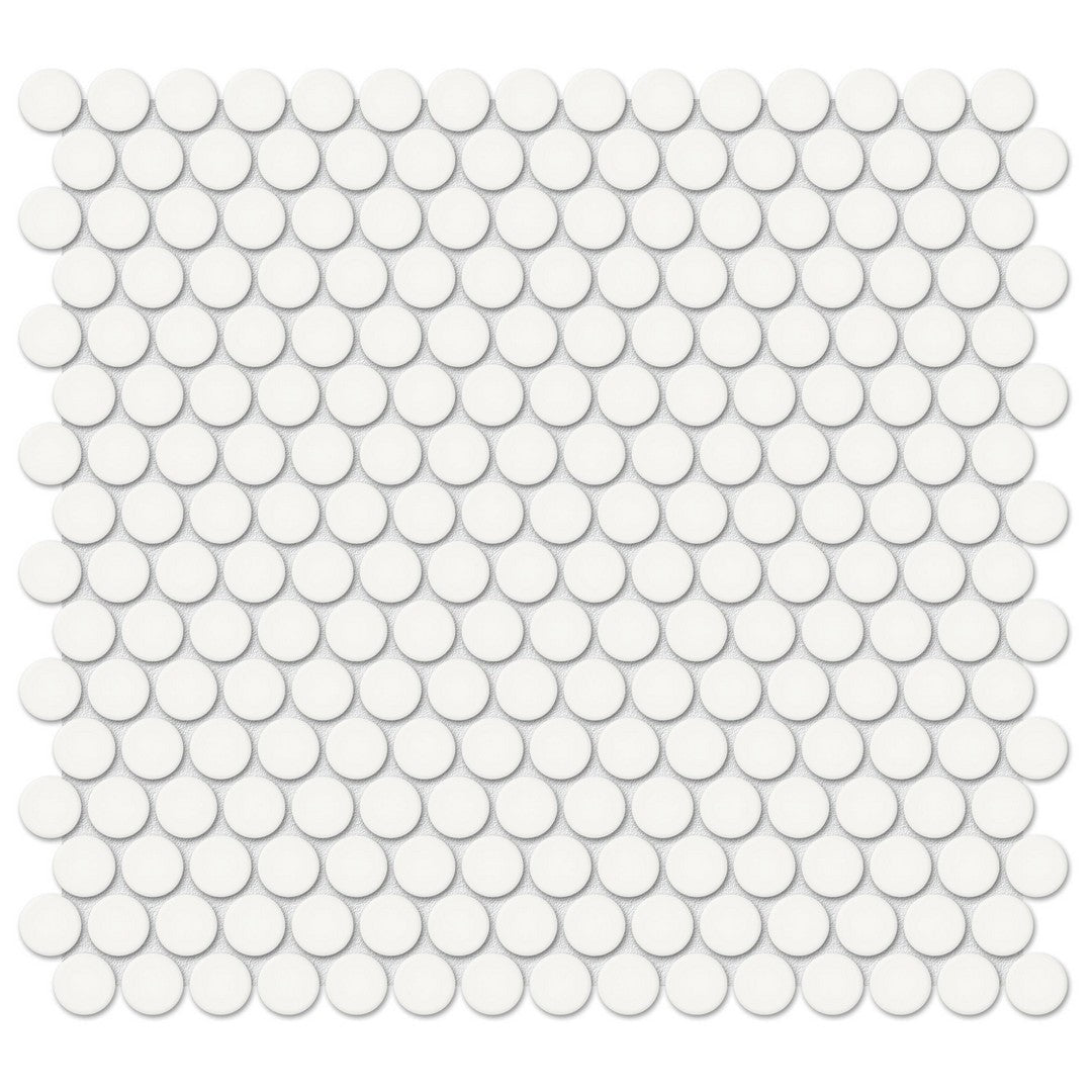 Tesoro Soho 12.25" x 11.5" Pressed Glossy Porcelain Penny Round Mosaic