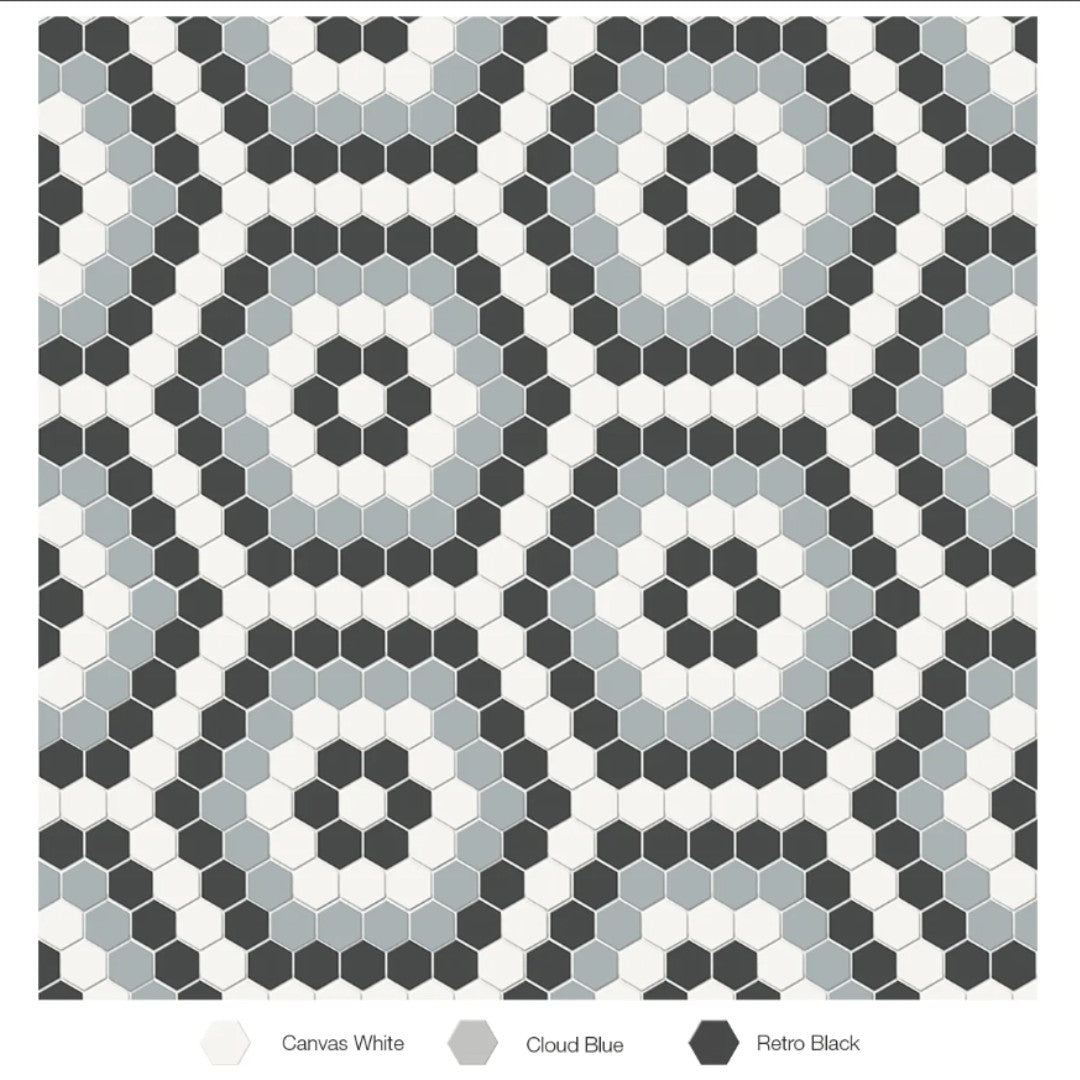 Tesoro Soho 14.50" x 8.25" Pressed Matte Porcelain Hexagon Blend Mosaic