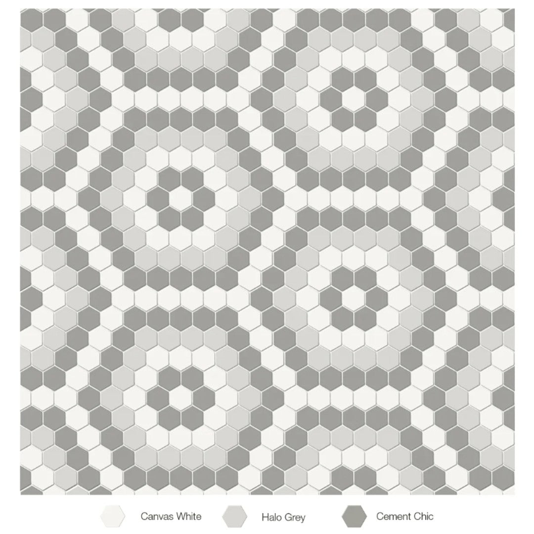 Tesoro Soho 14.50" x 8.25" Pressed Matte Porcelain Hexagon Blend Mosaic