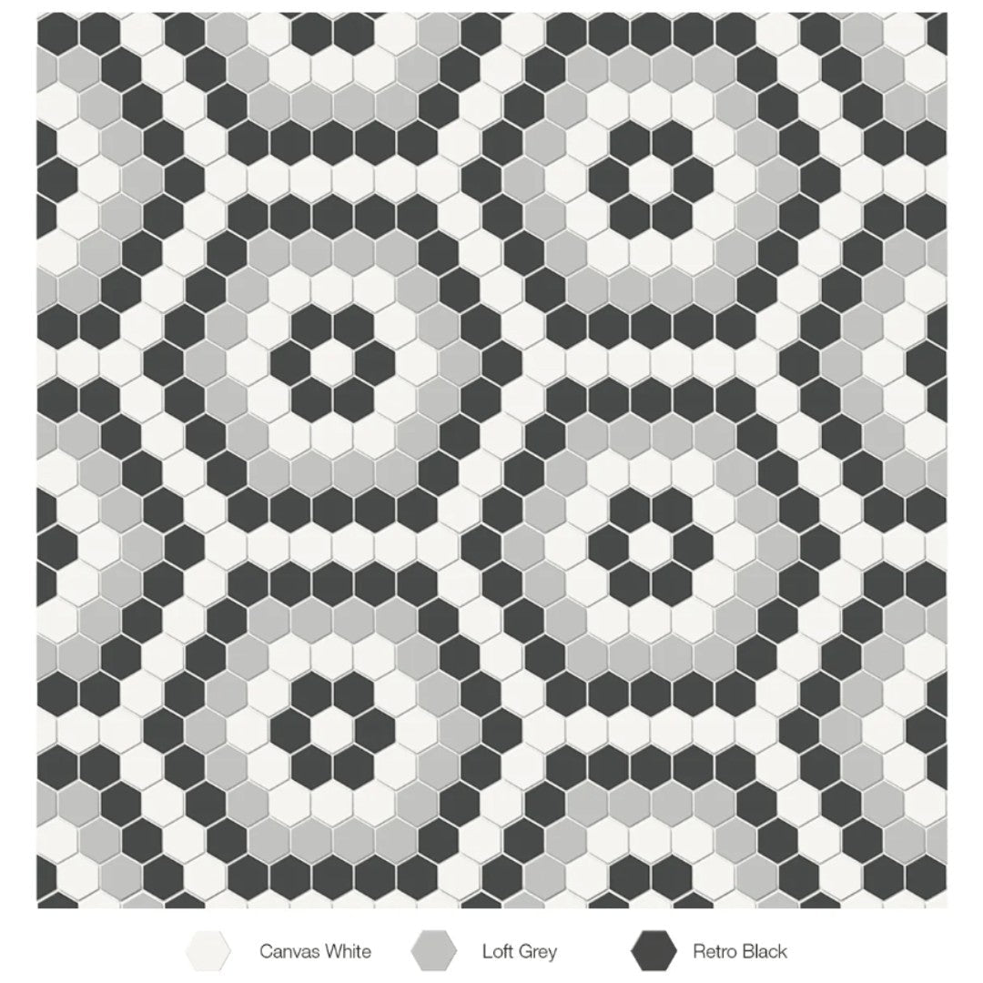 Tesoro Soho 14.50" x 8.25" Pressed Matte Porcelain Hexagon Blend Mosaic