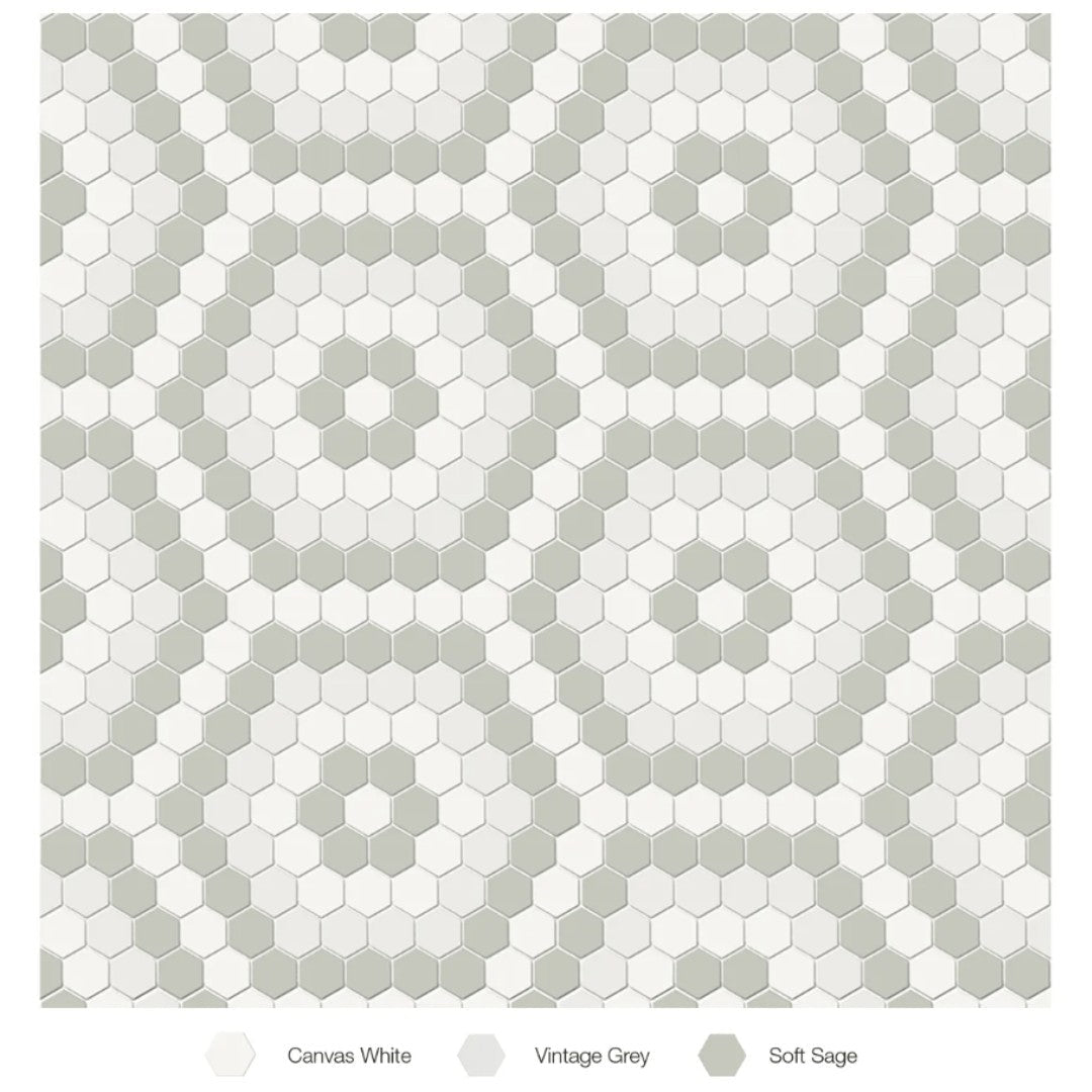 Tesoro Soho 14.50" x 8.25" Pressed Matte Porcelain Hexagon Blend Mosaic