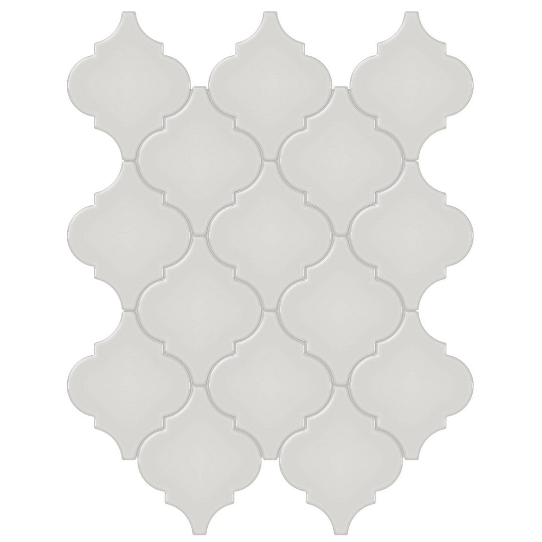 Tesoro Soho 13.25" x 12" Beveled Glossy Porcelain Arabesque Mosaic