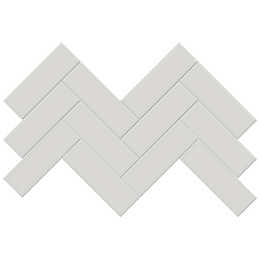 Tesoro Soho 16.5" x 8.25" Pressed Glossy Porcelain Herringbone Mosaic