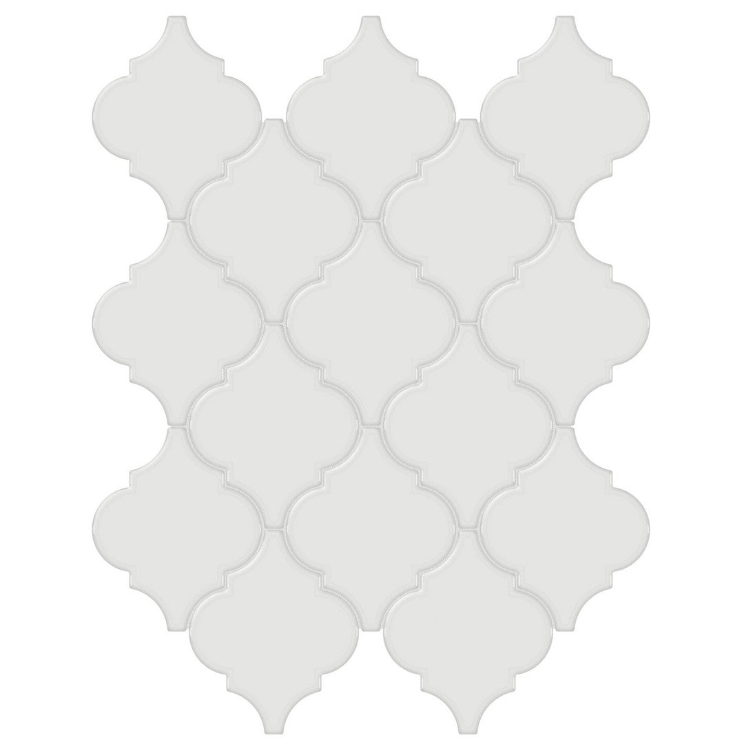 Tesoro Soho 13.25" x 12" Beveled Glossy Porcelain Arabesque Mosaic