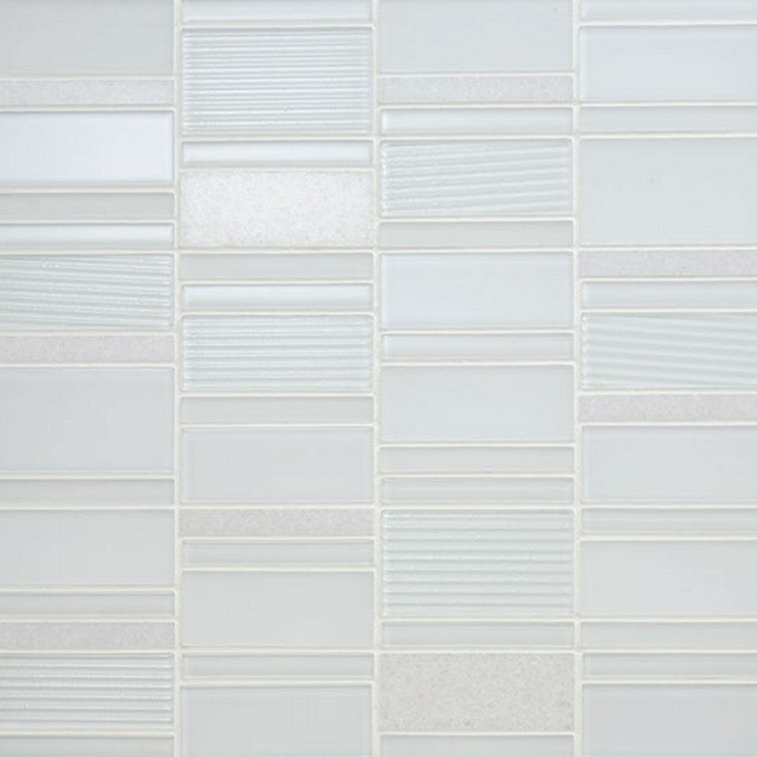 American Olean Serentina 12.25" x 11.88" Glossy Glass & Stone Block Random Mosaic