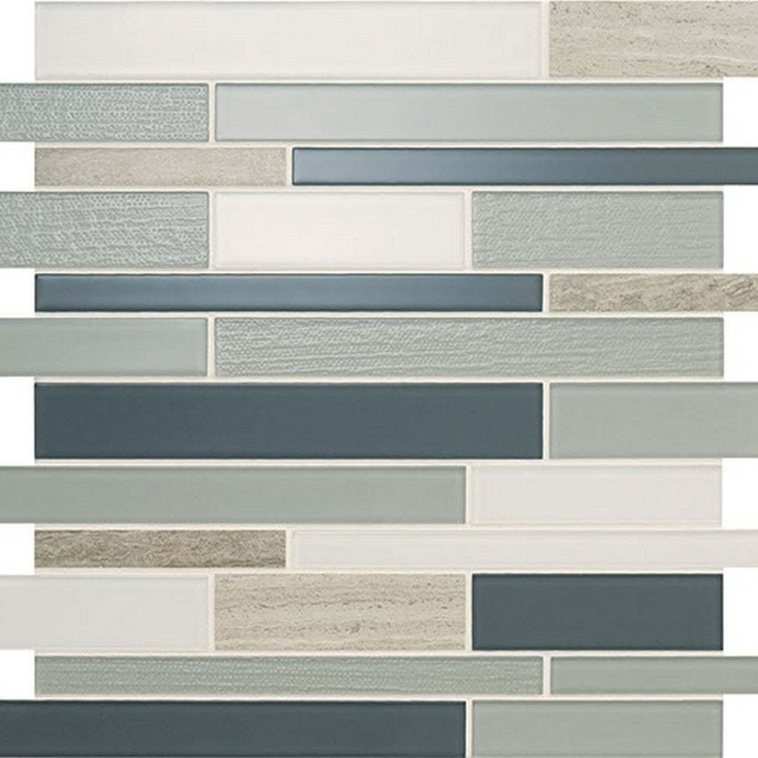 American Olean Serentina 13.25" x 11.75" Glossy Glass & Stone Random Linear Mosaic