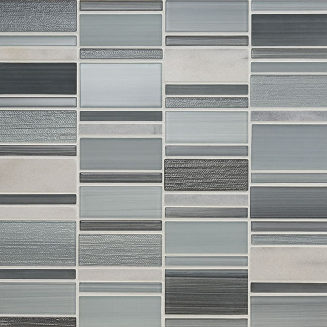 American Olean Serentina 12.25" x 11.88" Glossy Glass & Stone Block Random Mosaic