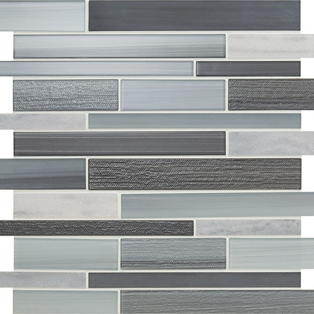 American Olean Serentina 13.25" x 11.75" Glossy Glass & Stone Random Linear Mosaic