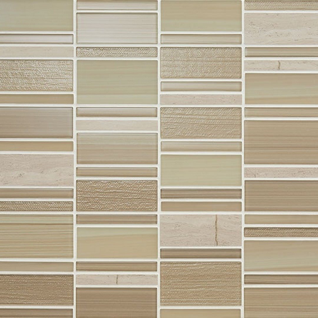 American Olean Serentina 12.25" x 11.88" Glossy Glass & Stone Block Random Mosaic