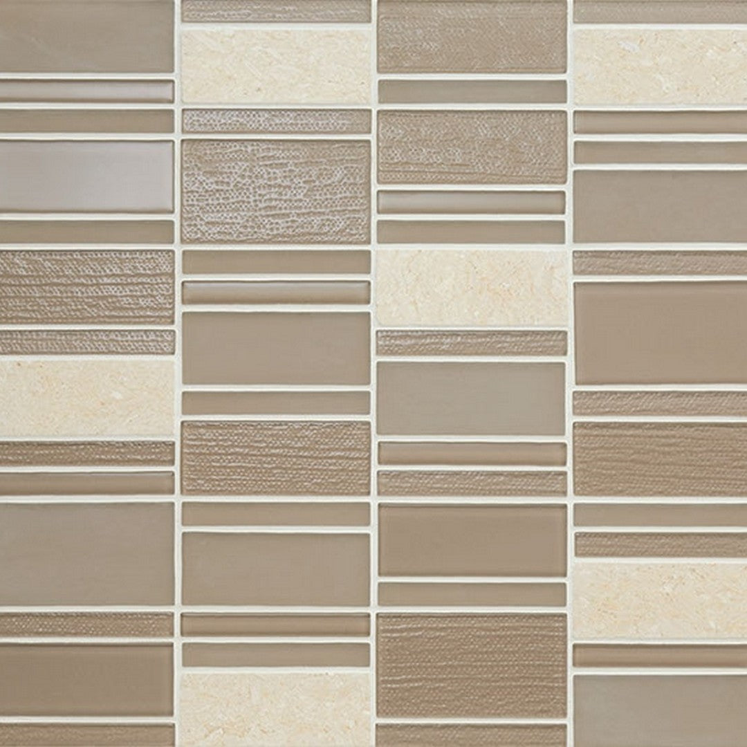 American Olean Serentina 12.25" x 11.88" Glossy Glass & Stone Block Random Mosaic