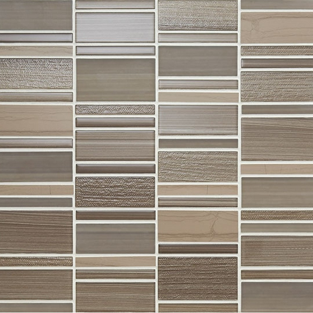 American Olean Serentina 12.25" x 11.88" Glossy Glass & Stone Block Random Mosaic