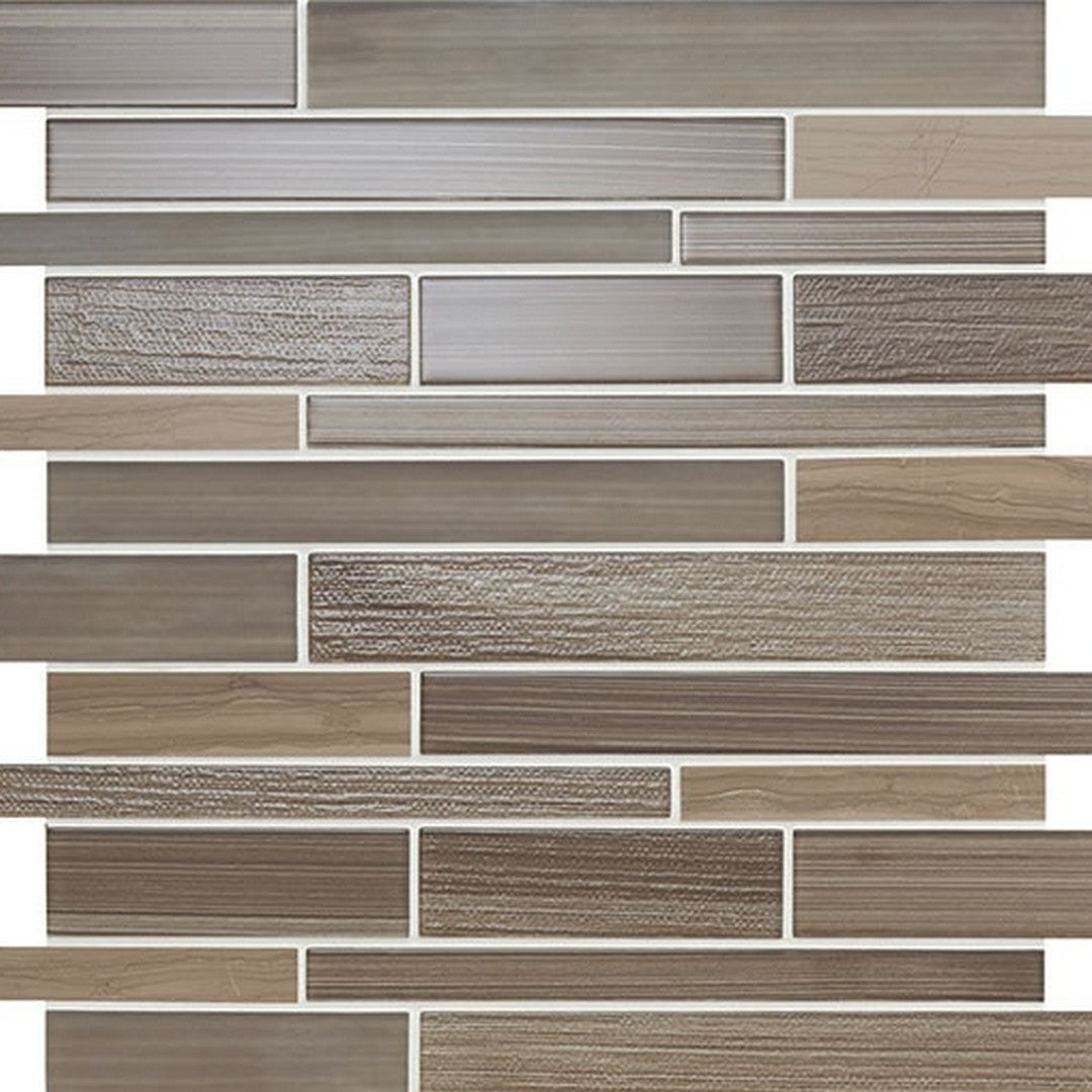 American Olean Serentina 13.25" x 11.75" Glossy Glass & Stone Random Linear Mosaic
