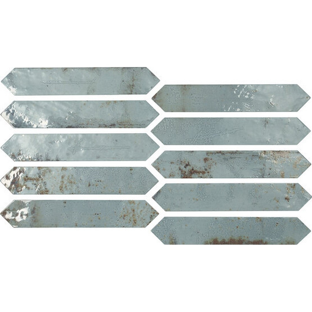Tesoro Grunge 2" x 10" Pressed Glossy Ceramic Picket Wall Tile