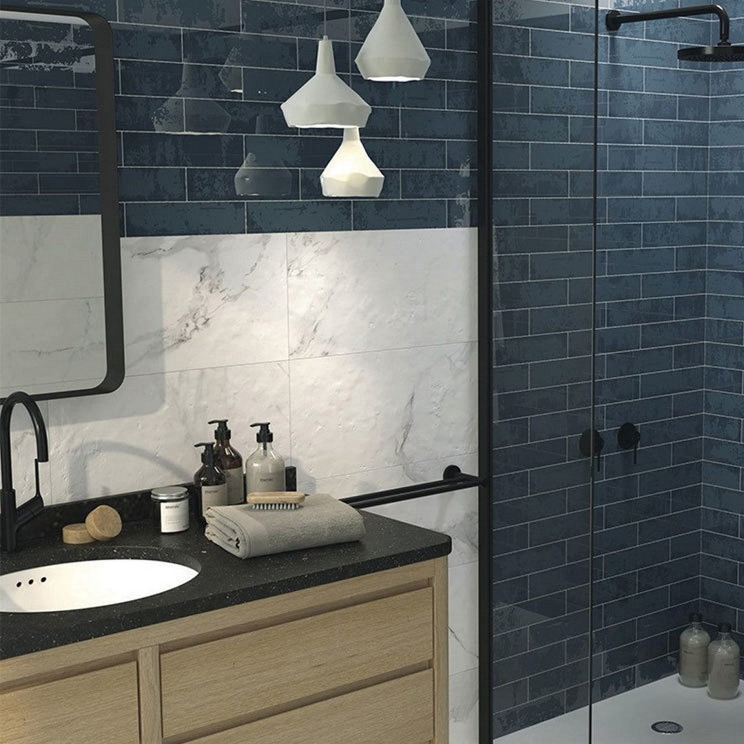 Tesoro-Grunge-3-x-12-Pressed-Glossy-Ceramic-Brick-Wall-Tile-Blue