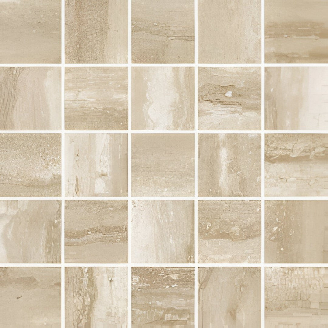 Panaria Ceramica Flow 12" x 12" Natural Porcelain 2.4" Mosaic