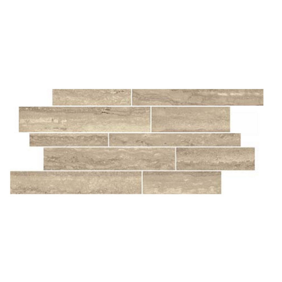 Panaria Ceramica Flow 12" x 28" Natural Muretto Porcelain Mosaic