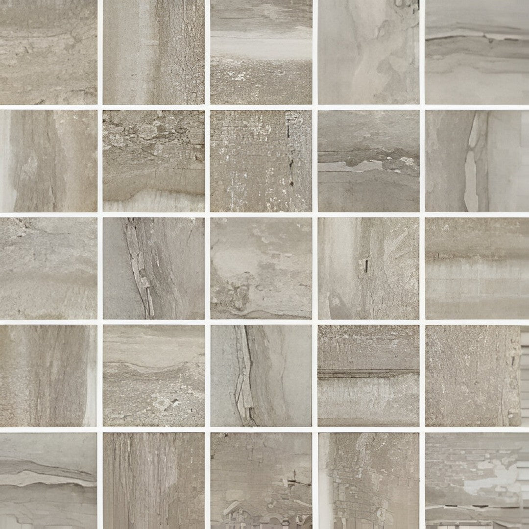 Panaria Ceramica Flow 12" x 12" Natural Porcelain 2.4" Mosaic